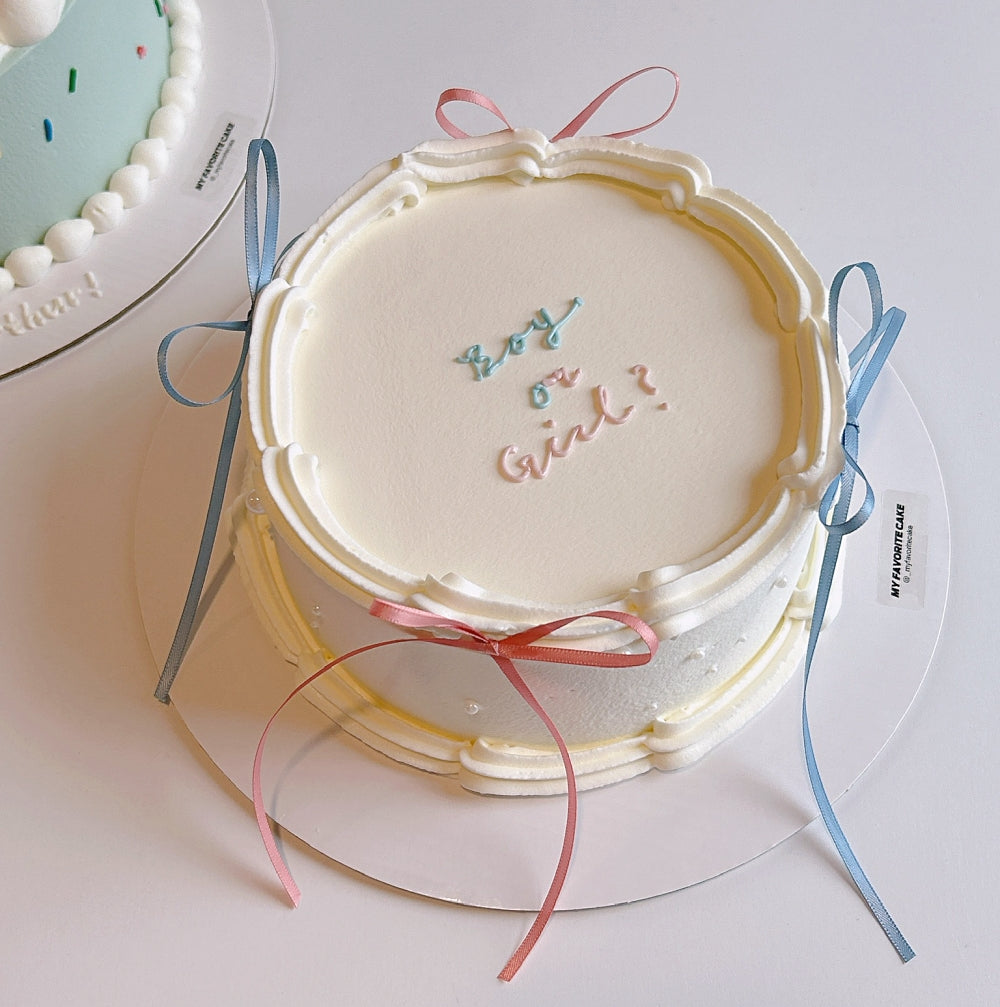 RIBBON GENDER REVEAL CAKE