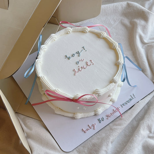 RIBBON GENDER REVEAL CAKE