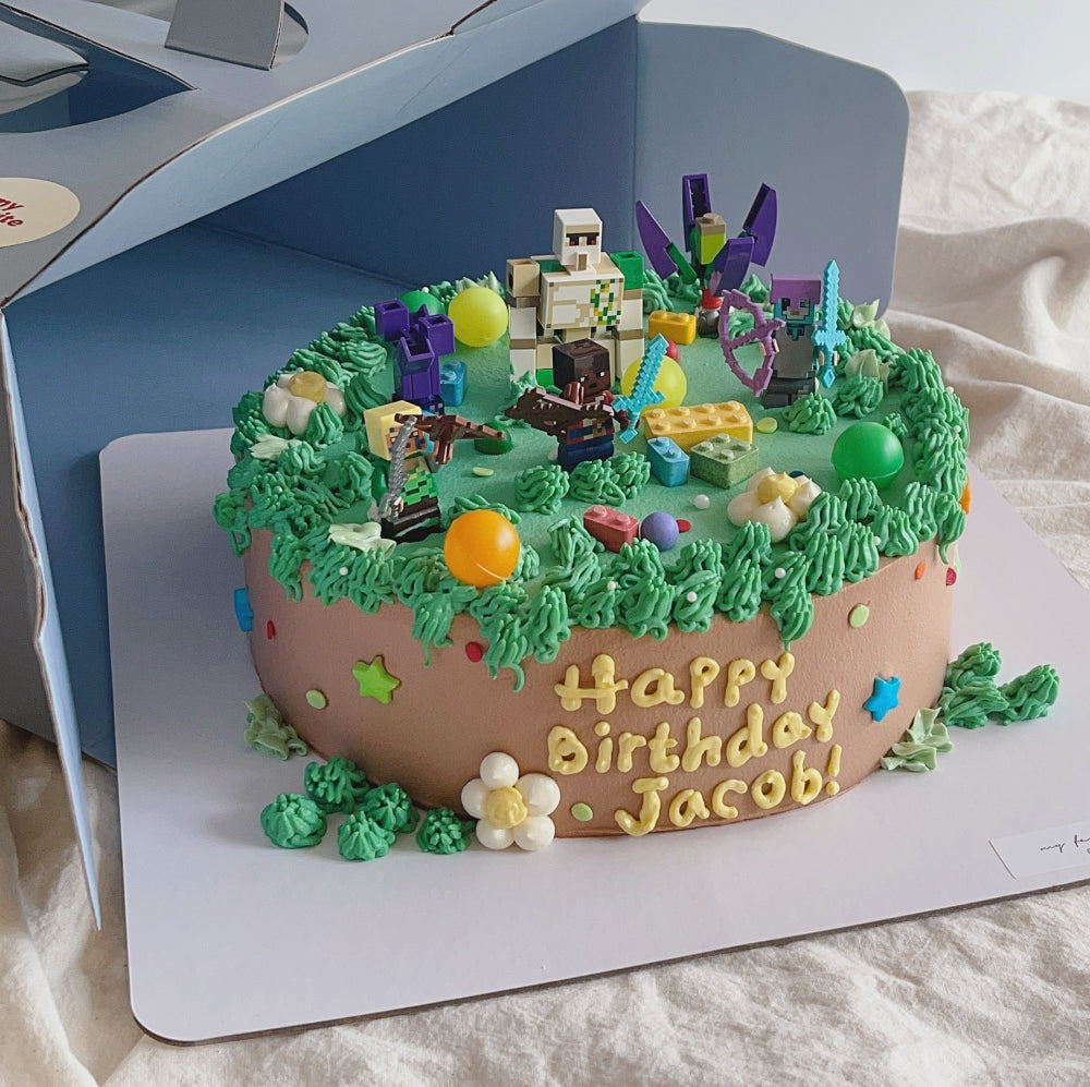 My sons Minecraft birthday cake I made! ❤️ : r/Minecraft